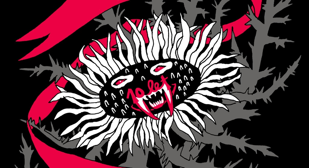 Poster for ten years anniversary of anti-award Barbed Flower (Bodeča Neža) of International Feminist and Queer Festival Red Dawns