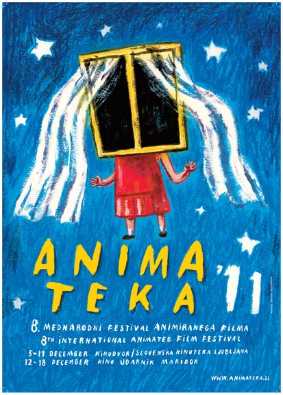 The poster of the 8th Animateka, based on the graphic design by Max Andersson, an artist-in-residence at Animateka International Animated Film Festival in Ljubljana, 2011