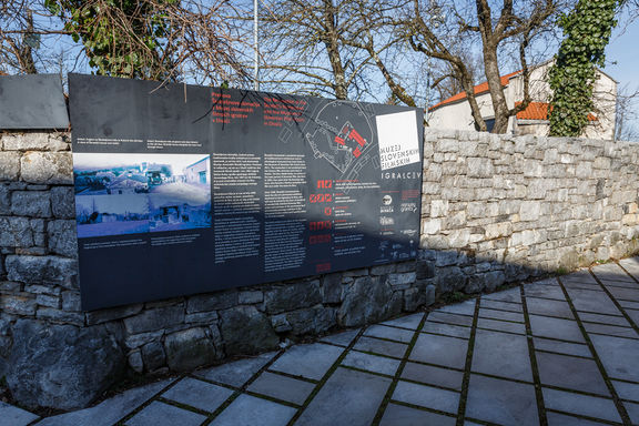 Information board outside Museum of Slovenian Film Actors, 2020.