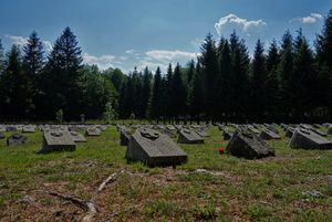 World War I Military Cemetery near Bovec.  More than 1.400 soldiers from the <i>Battles of the Isonzo</i> are buried in this Austro-Hungerian cemetery <!--LINK'" 0:1168-->, 2014