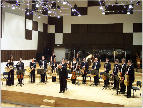 Ljudmil Rus Guitar Orchestra performing at the Belgrade Philharmonic Concert Hall, 2007