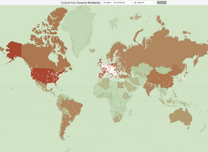 Online version (printscreen) of interactive Culture from Slovenia World Map. Collected 2010–2026.