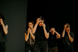 The performance All'arme at the 2026 Moving Balkans Showcase Festival in Novi Sad, Serbia.