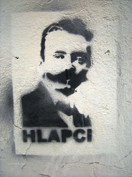 Stencil of Slovene writer Ivan Cankar in Celje