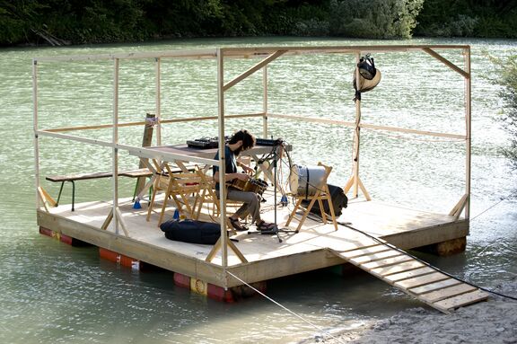 Stage on the raft, Sajeta festival 2015. Author: Iztok Zupan