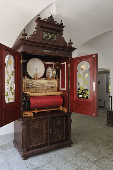 A restored orchestrion from the early 20th century that is still playing eight different tunes, inscribed in small nails.
