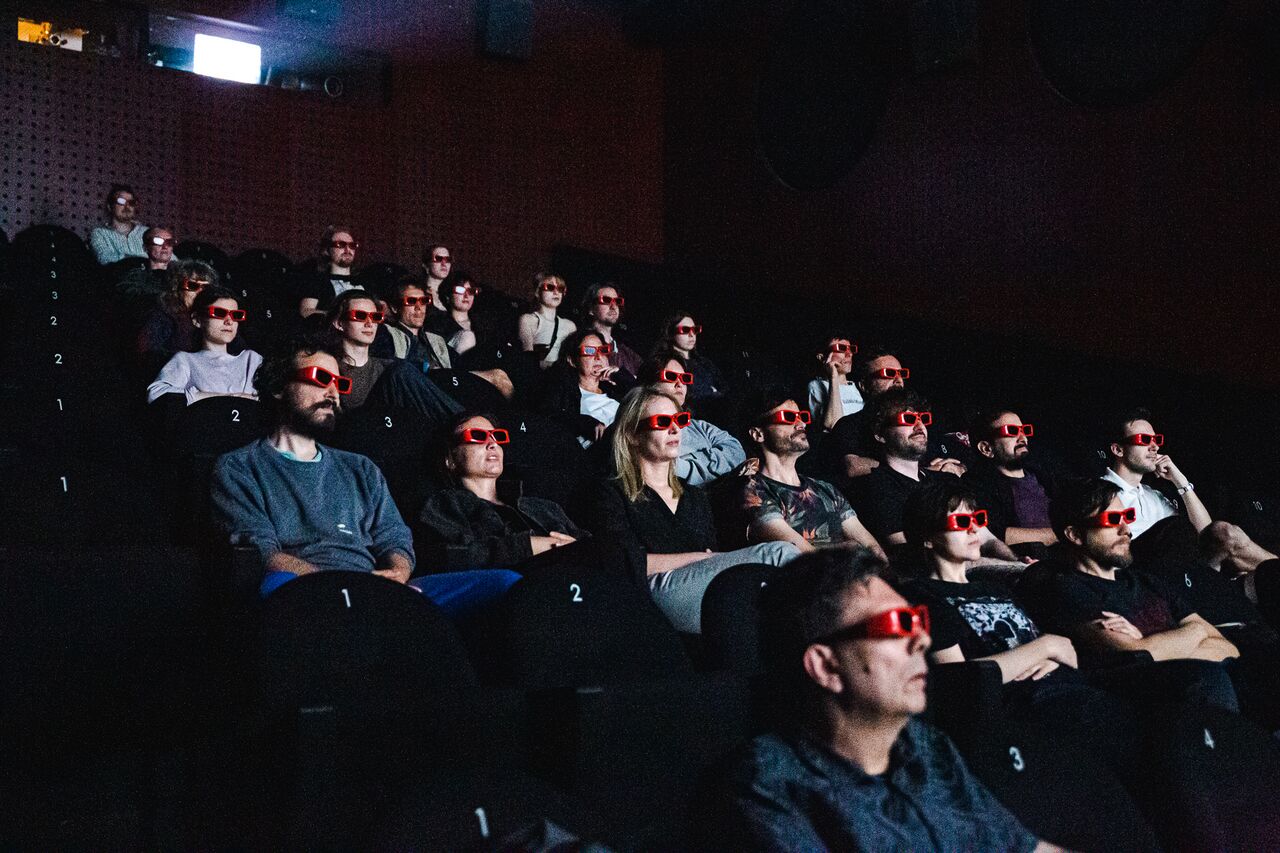 Vladislav Knežević's Retrospective, shown in stereoscopic 3D projection, at the 2nd international festival of experimental audiovisual practices V-F-X Ljubljana in 2022. Author: Asiana Jurca Avci