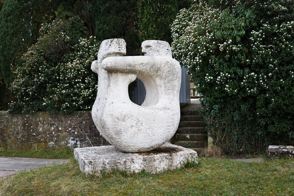 Embrace by Ted Carrasco, made in 1962 for the Forma Viva Open Air Stone Sculpture Collection, Portorož.