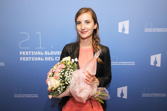 Urša Menart, the winner of Vesna Award at 21. Festival of Slovenian Film at Portorož Auditorium, 2018.