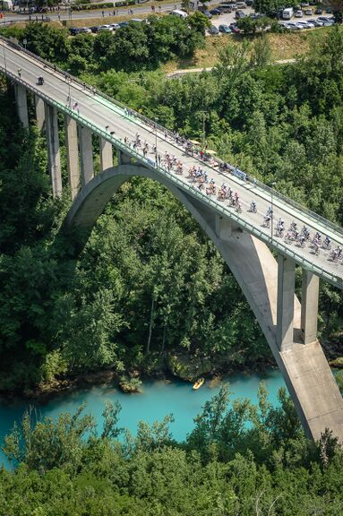 Solkan Bridge with Soča river
