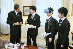 Invited by the <!--LINK'" 0:163-->, a group of Japanese artists studying <i>Empowerment informatics</i> at the University of Tsukuba meet with <!--LINK'" 0:164-->, the president of Slovenia, 2015