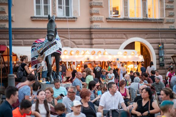 An evening venue of the ZEBRA festival, Slovenj Gradec 2024. Author: Aljaž Uršej