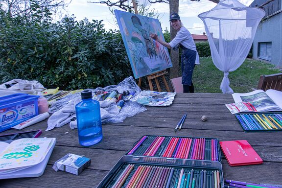 Ellen Vrijsen at the Belgium Dutch cultural embassy of the ART CIRCLE International Visual Arts Festival 2024.