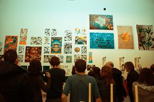 <i>Kamera</i>, the exhibition space of <!--LINK'" 0:228-->, is regularly used to exhibit the works of the younger generation of Slovene illustrators, 2015