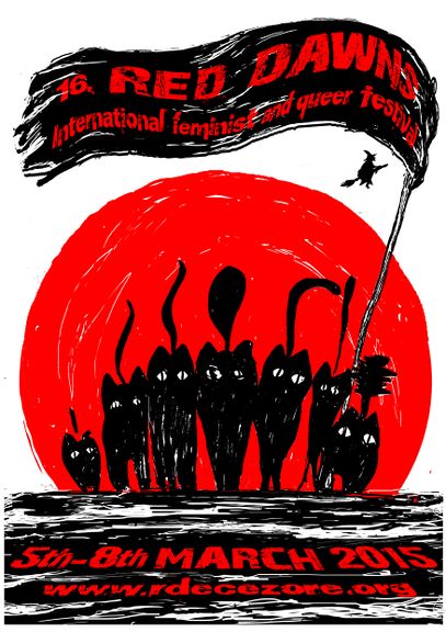 International Feminist and Queer Festival Red Dawns poster designed by Ana Čigon, 2014