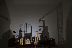 Light installation <i>City – Sketch</i> by artists Andrej Štular and Janez Grošelj at <!--LINK'" 0:812--> in 2022, Ljubljana. Author: DK