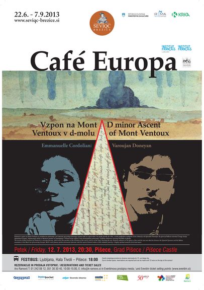 A poster for the Café Europa (FR) concert on the Seviqc Brežice Festival 2013