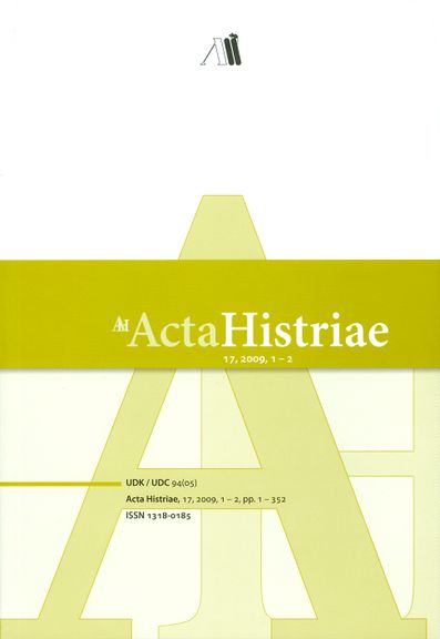 Acta Histriae cover, No. 1-2, 2009