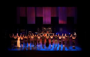 Group bow at the end of the <i>Ionosphere 2</i> premiere, an interactive stage project by <!--LINK'" 0:119--> and <i>Aperion</i> music group, at the Stadthalle in Singen, Germany, 2009
