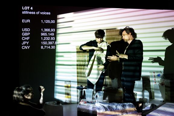 Lea Kukovič's project FORSALE, a conceptual artwork radicalizing the economics of theatre and providing an answer to the question of the value of theatre performances today, Old Power Station, 2021. Author: Nada Žgank