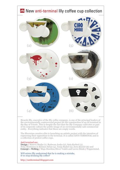 The Antiterminal Silly Coffee Cup Collection campaign conceived by Poper Studio, 2006