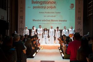 Opening night of the theatre performance <i>Zadnji Livingstonov poljub</i> (with members of rock band <!--LINK'" 0:386-->) at <!--LINK'" 0:387--> in Novo mesto, 2010