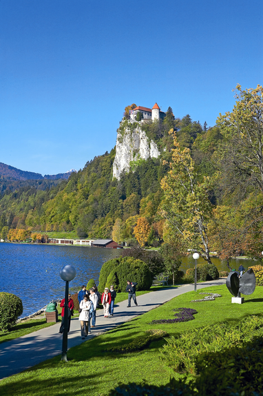 Perched atop a steep cliff rising 130 metres above the glacial Lake Bled is a symbol of Bled and Slovenia, Bled Castle, the oldest Castle in Slovenia, 2006