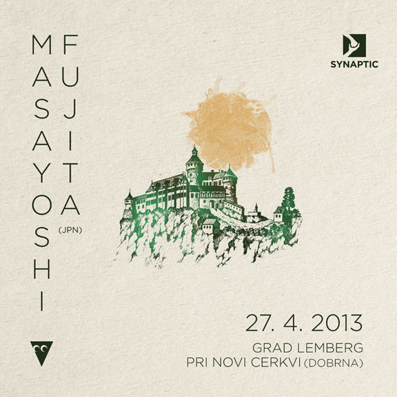 Flyer for the Masayoshi Fujita concert taking place at the Lemberg castle in Dobrna, organised by Synaptic group, 2013