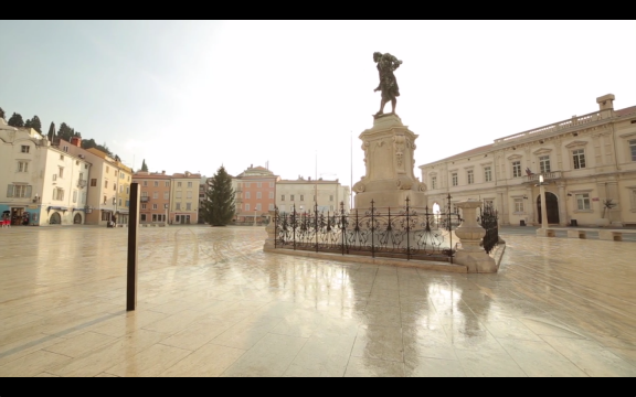 A still frame from Kulturnik.si promo video featuring The Tartini Square in the city of Piran, named after Giuseppe Tartini born in Piran in 1692. 2013