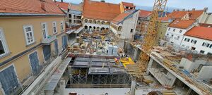 Construction site of Center Rotovž, where the new Central Library is being built, Maribor 2023.