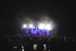 Croatian band <i>Brkovi</i> performing at the 26th <!--LINK'" 0:625--> in Open-air cinema at Škale lake, Velenje 2023. Photo: Lara Lukše