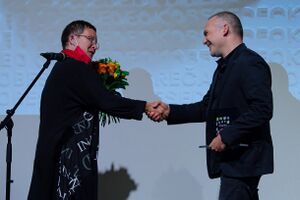 The Večernica Award ceremony, a Slovenian literary prize for the best children's or youth literary work of the past year. The 25th Večernica Award laureate was writer <!--LINK'" 0:832-->, <!--LINK'" 0:833--> 2021.