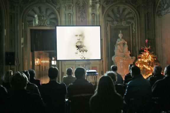 A lecture related to the centenary of the WWI in the Knights' Hall of the National Museum of Contemporary History, Ljubljana, 2015