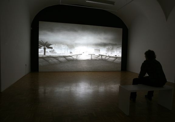 Exhibition Kontinuiteta / Continuity - 3-channel animation and installation Memorial by artist Adel Abidin at the Celje Gallery of Contemporary Art, 2011