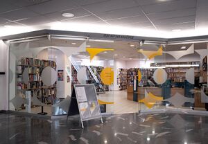 View of the <!--LINK'" 0:829-->, The Central Library, located in the Shopping Center City Maribor, 2023.