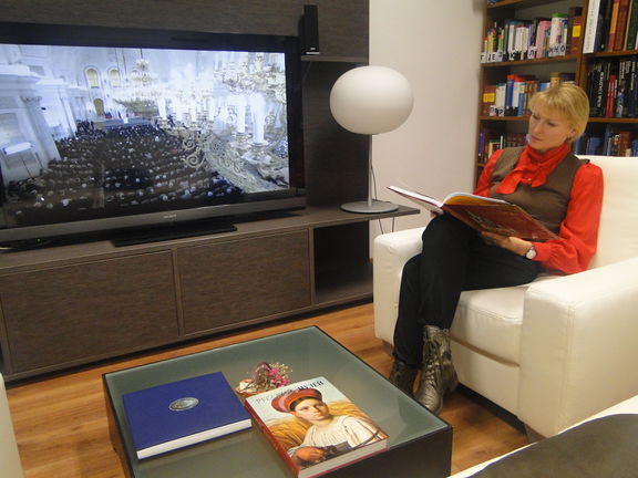 A Russian Scientific and Cultural Centre Library supports access to the comprehensive collection of AV media. Žana Lapina Nabergoj, a librarian at the Russian Scientific and Cultural Centre, 2015. Ljubljana.