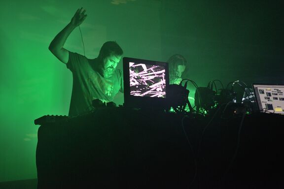 Ontervjabbit, a synth-drone experimental twosome at Sajeta Creative Camp in 2018. Author: Goran Jevtić