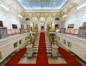 The grand staircase at the <!--LINK'" 0:281--> in Ljubljana. The palace was built during the late 19th century along the plans of <!--LINK'" 0:282-->.