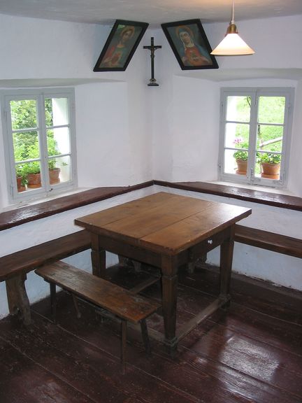 The main living area in France Bevk Homestead, the place where the family gathered for meals and on long winter evenings
