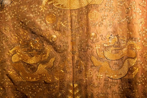 Detail of the Emperor's Dragon Robe, 19th century, Qing dynasty, from the Skušek Collection, Slovene Ethnographic Museum.