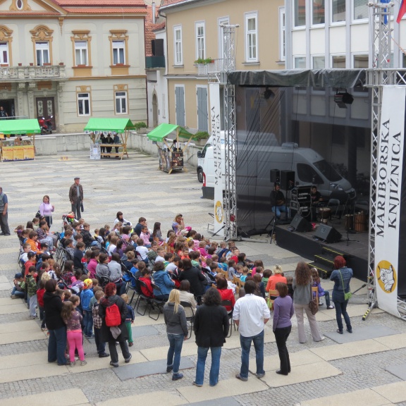 The Maribor Public Library Day stage at the Rotovž Square in the centre of the city, 2013