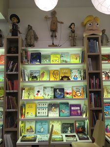 Children's picture books on display at the children's bookshop "Pod gradom" run by <!--LINK'" 0:223-->.