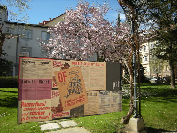 Posters from the pst! Maribor 1941-1945 permanent display in Maribor National Liberation Museum.