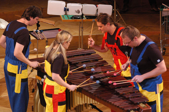 SToP Slovene Percussion Project during a performance, 2005