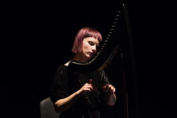 Urška Preis performing at Cankarjev dom, Sonica International Festival of Transitory Art, 2017.