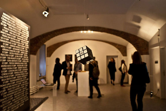 Created by the artist Stavinsky, the Black and white Rubik’s Cube functions as a "minimalist meditation on the radical repolarisation of the east and west of the postcoldwar Europe".