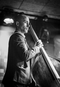 The double bass player <!--LINK'" 0:305--> while performing in Igor Matkovič's Sonic Motion quartet at <!--LINK'" 0:306-->, 2014