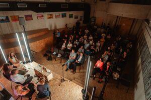 The conversation with the nominees before awarding the Maruša Krese award, 2023.