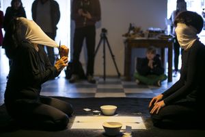 Performance by AnKo – Andreja Džakušič and Keiko Miyazaki entitled In-between at <!--LINK'" 0:278-->, 2019.