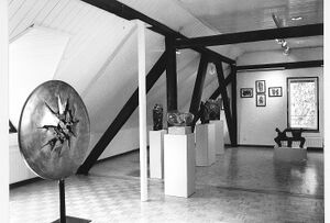 <!--LINK'" 0:518--> Batič's Salon on the upper floor showing the museum's fine arts collection, mostly of works by sculptor <!--LINK'" 0:519--> (b 1925), including his <i>Miners' and Explosion Cycles</i> made between 1959 and 1965
